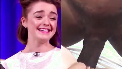 Compilation of cute mainstream actress Maisie Williams side to side with hardcore interracial action