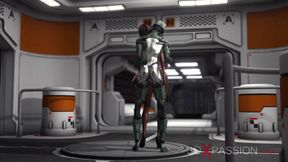 Sex on the exoplanet! Sci-fi android fucks hard a hot black girl in the base camp