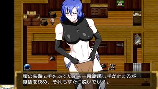 Rasha, the big-titted hentai chick, gets a rough handjob from a cocky stud in part 1 of her game-