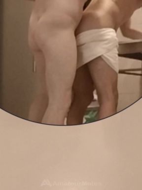 Quick and Risky Bareback Fuck in the Pool's Public Toilet - Almost Caught