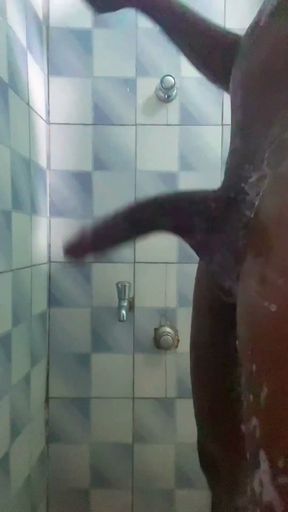 20y BBC Nasty Jerking off in His Shower Cleaning up His Cock