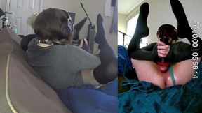 Goth Femboy Floods Fleshlight with Fake Cum Gush on BBC Dildo Destroyer