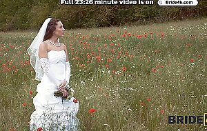 BRIDE4K. Pretty brunette bride fucks a horny shepherd in a summer field