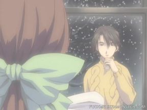 Erotic anime kissing foreplay