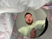 Macrophilia - tiny caught in garbage and trapped by giant