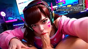 D.Va Cosplay POV: Busty Blowjob Tittyfuck Fantasy