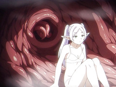 A Short Detour: Frieren takes raw tentacle DP & x-ray creampie inside the den