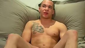 ”Charming young Brit Mark G cums after jerking for an interview”