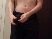 Skinny ginger boy stripping and showing off his body