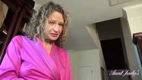 Skinny mature milf sucks cock POV