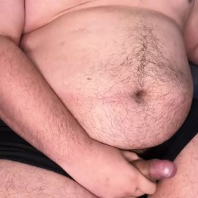 Chubby daddy bear is horny and jerks off hard