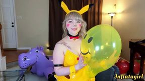 Pika Girl discovers looner fetish through female training - Balloon inflation - obedience - vinyl - pet play - cosplay - Inflatagirl