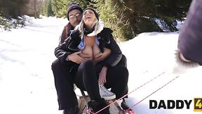 Stepdaddy cares about his busty girl and pounds her pussy in missionary