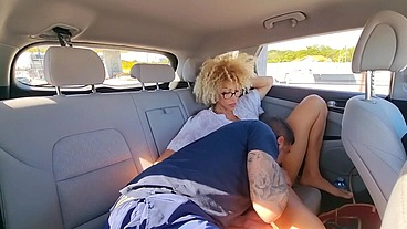 Danny Northwood gives Cindy Too Much a blowjob in the back of a taxi in Miami.