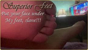 Put your face under My feet, slave!!!