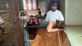perfect tits bar lady pussy eating fucked on the bar