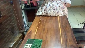 perfect tits bar lady pussy eating fucked on the bar