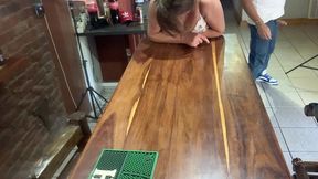 perfect tits bar lady pussy eating fucked on the bar