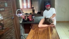perfect tits bar lady pussy eating fucked on the bar
