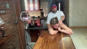 perfect tits bar lady pussy eating fucked on the bar