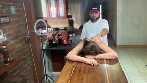 perfect tits bar lady pussy eating fucked on the bar