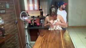 perfect tits bar lady pussy eating fucked on the bar