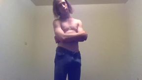 Transgirl Pre-op Topless in Only Jeans, Aroused | Self-photography Posing
