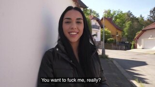 Brunette babe is picked up and fucked by the agent