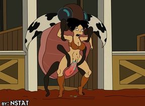 Amy Wong from Futurama gets fucked from behind by a giant beetle