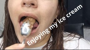 Enjoying my ice cream