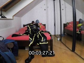 How long it need for slip on in inflatable MD-Latex Cyborg Costume