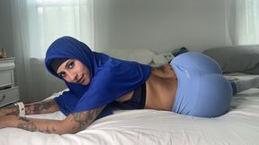 Leggings, hijab and white socks