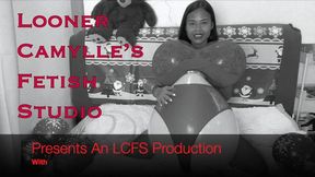 Looner Camylle Stuffs Cotton And Huge Ballons In Her Leopard Jumper Pumping The Balloons Until They Pop