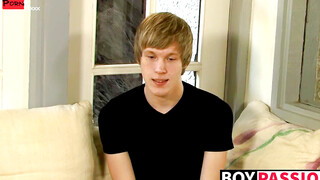 Interviewed young man Corey Jakobs masturbates and cum