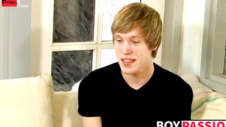 Interviewed young man Corey Jakobs masturbates and cum