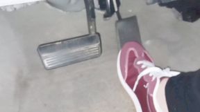 Evalynn driving in new red sneakers (mobile friendly)