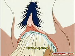 Chained hentai with blindfold sucking bigcock