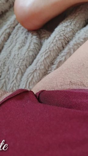 Creamy orgasm in sexy thong with masturbation