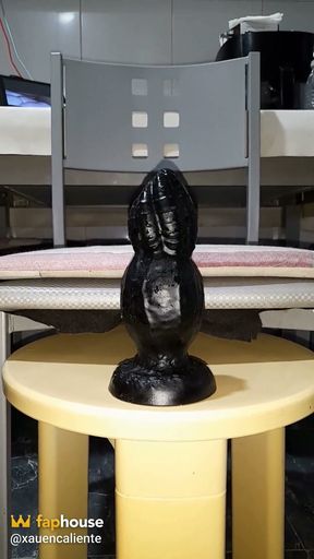 My Broken and Dilated Ass with an Oversized Wide Black Dildo Close-up
