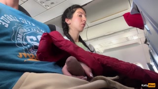 Public Cock Flashing in Airplane - I Brought Stranger to Cum in Two Minutes