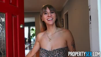 Angel Hottie's Big Tit Seduction: Tenant Bends Rules for Landlord