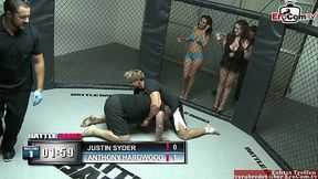 Chubby brunette slut with big tits fucks with a fighter