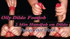 Oily Dildo Handjob My Big Wide Feet and Pedicured Toes Wiggling On The Balls Imagine I'm Milking Your Hard Cock for You 2 Minute Clip SweetFootWork