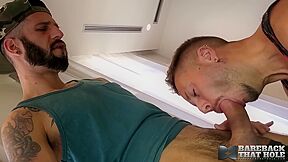 Hung Gay Studs Bareback After Blowjob - Romeo Davis And Mars Gymburger