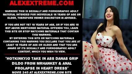 Hotkinkyjo take in ass danas grip dildo from mrhankey & anal prolapse in heart dress