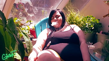 Chubby Cutie Smokes and Cums in the Sun