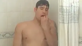 European Jock Masturbating Under The Shower