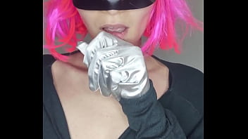 Hear my moans as I masturbate with my kitty mask and tits