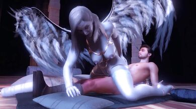 Angel girl rides big cock like a slut with angel wings