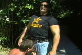 Masturbating Perv Sucks Off Two Cops